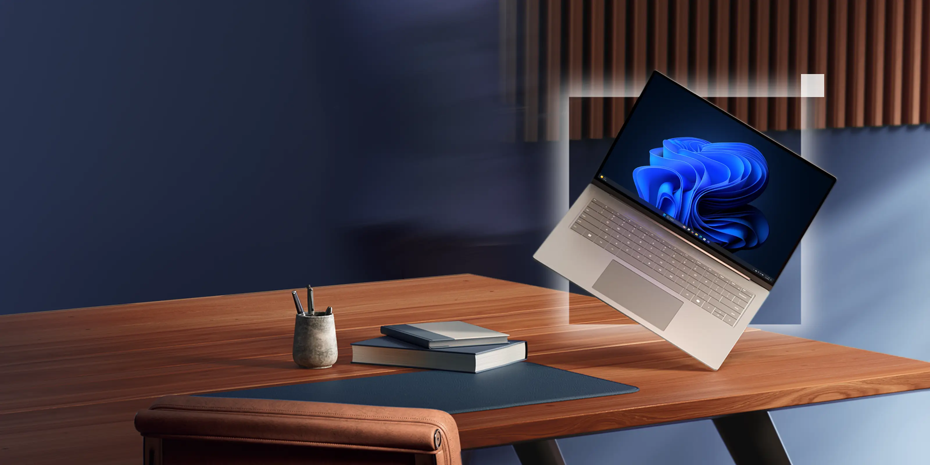 Office desk with laptop